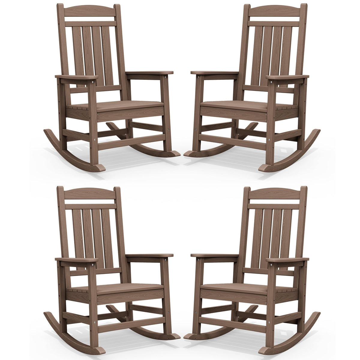 SERWALL Outdoor Rocking Chair Set of 2, Patio Rocking Chair, Brown