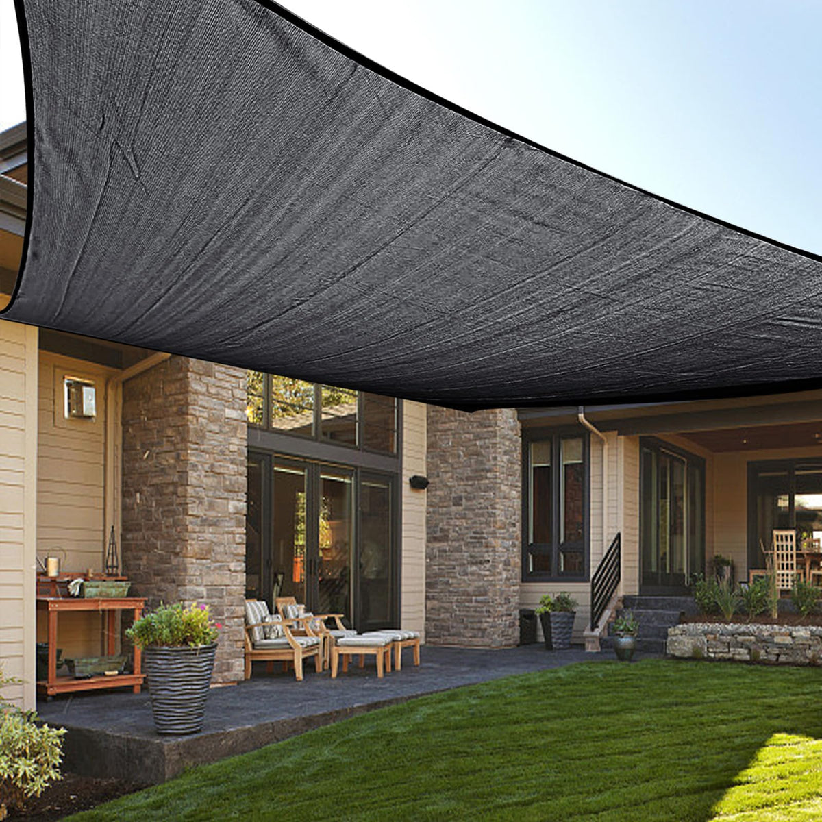 LOVE STORY 16' x 16' x 16' Triangle Sun Shade Sail for Patio, Terra Red