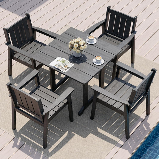 Pamapic Patio Dining Table Set, 5-Piece Outdoor Dining Set for 4, Grey