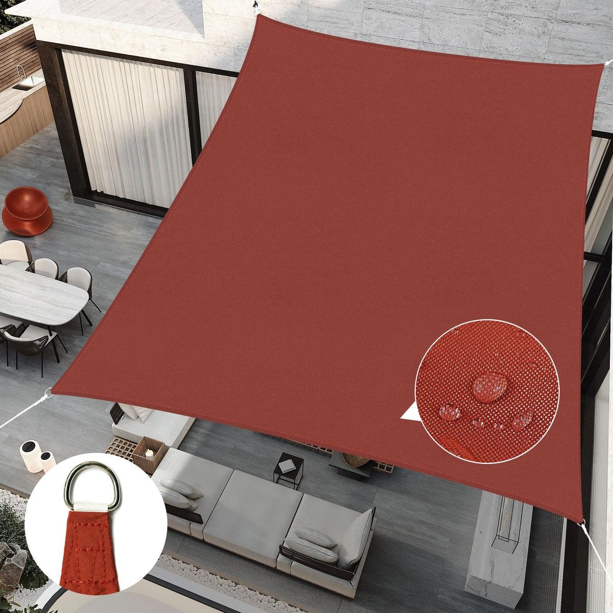 RICHIE Upgrade 12'x12' Sun Shade Sail Square Canopy, Water Resistant & UV Block Sunshade for Outdoor Patio Lawn Beach Garden Carport Backyard Deck Pergola, Brown