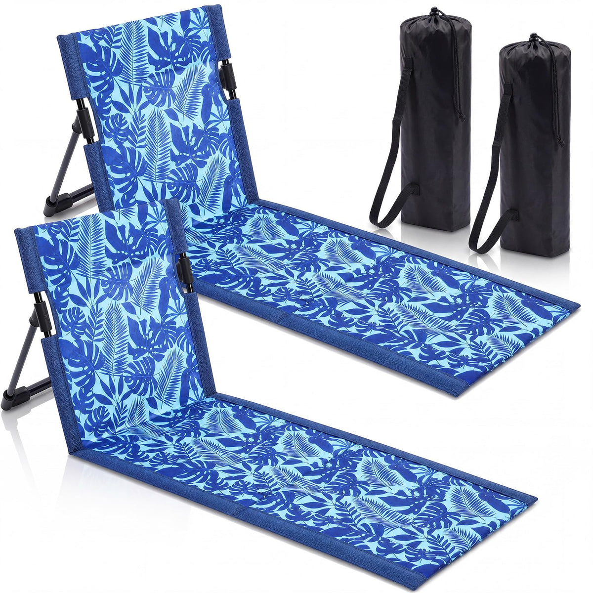 2 Pcs Foldable Beach Pool Chairs Portable Folding Adjustable Sun Chairs Poolside Seat for Edge of Pool for Beach Camping Picnic Lawn, 16 x 31 x 15.3 Inches, Sky Blue