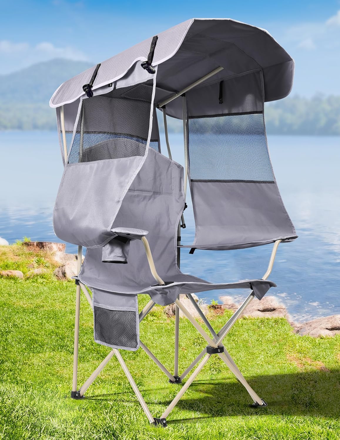 Docusvect Beach Chair with Canopy Shade - Canopy is the Backpack
