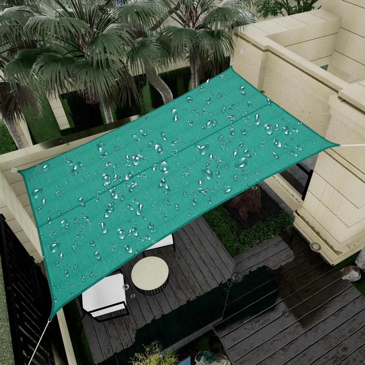 Waterproof Shade Sail 95% UV Rectangle 12'x16' Custom Dark Gray