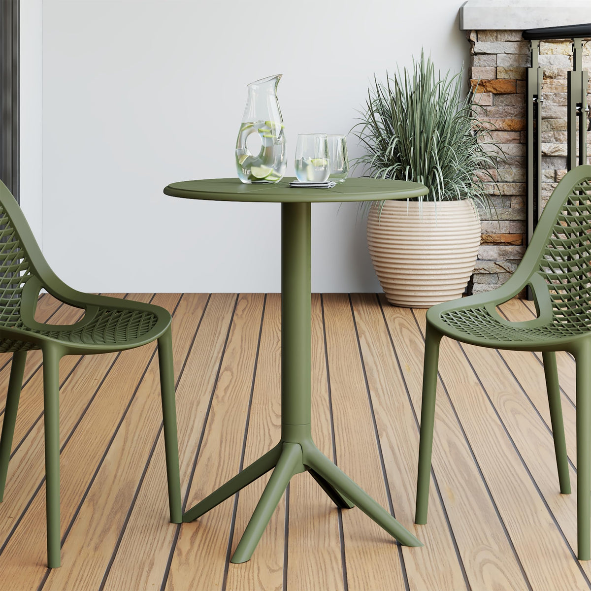 Costaelm Outdoor Dining Table for 6, Rectangular Metal Patio Table, 6-Person Weather Resistant Steel Slat Table for Lawn Garden Backyard, Olive Green