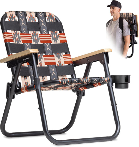 GoSports WOVN Beach Backpack Chair - 9 Styles Available - Premium Folding Camping Chair