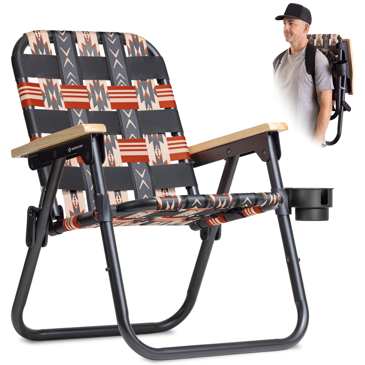GoSports WOVN Beach Backpack Chair - 9 Styles Available - Premium Folding Camping Chair