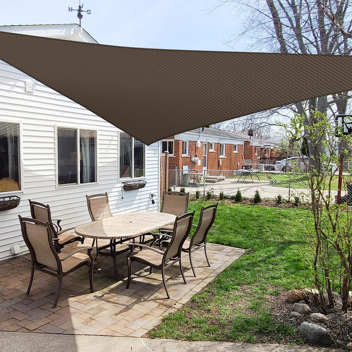 Windscreen4less 12' x 12' x 12' Sun Shade Sail Triangle Outdoor Canopy Cover UV Block for Backyard Porch Pergola Deck Garden Patio (Blue)