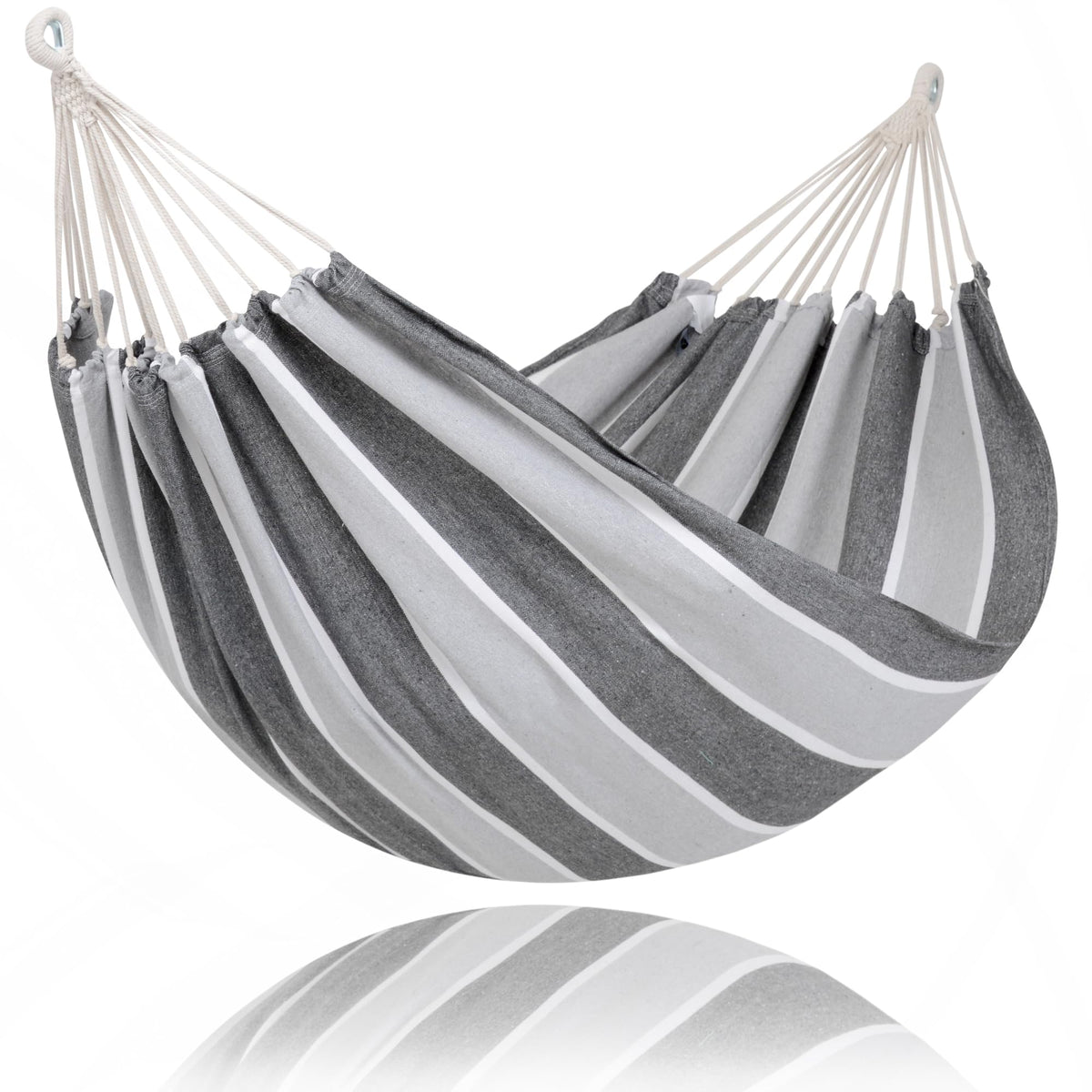 SUNCREAT Portable Camping Hammock for Outside, Heavy Duty 2 Person Hammock Bed for Tree, Beige with Tassels