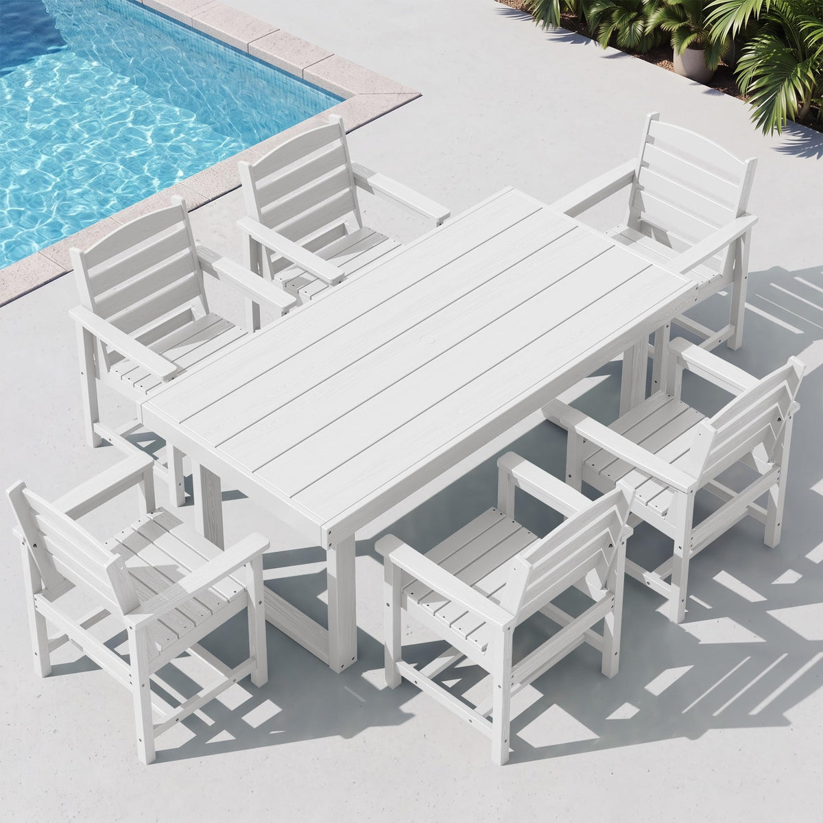 SERWALL HDPE Outdoor Dining Set for 4, 67'' Patio Table and Chairs Set