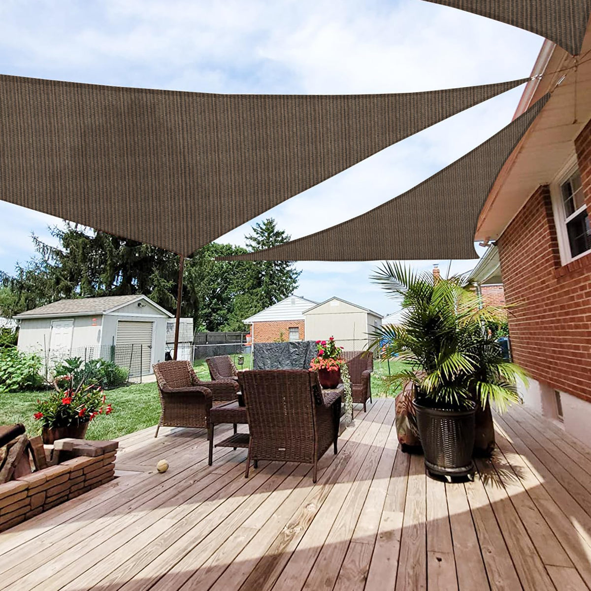 Patio Paradise 20' x 20' x 20' Sun Shade Sail Triangle Canopy Shade Cloth Fabric Sunlight Block Patio Pergola Cover HDPE Deck Awning for Outdoor Backyard Roof Shading, Blue