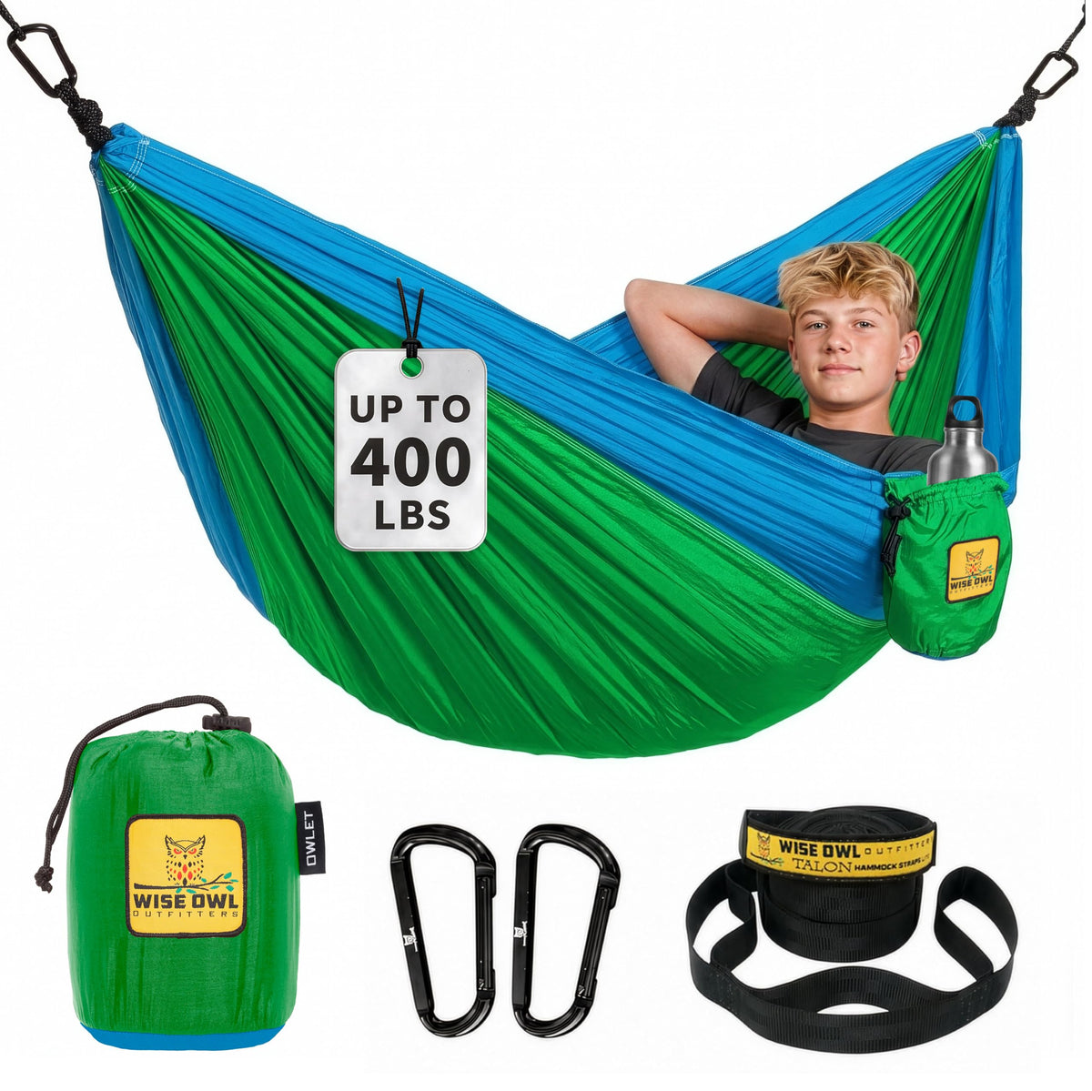 Wise Owl Outfitters Camping Hammock – up to 500lbs Portable Hammock with Tree Straps - Travel, Backpacking, Hiking, Outdoors Camping Gear - Single or Double