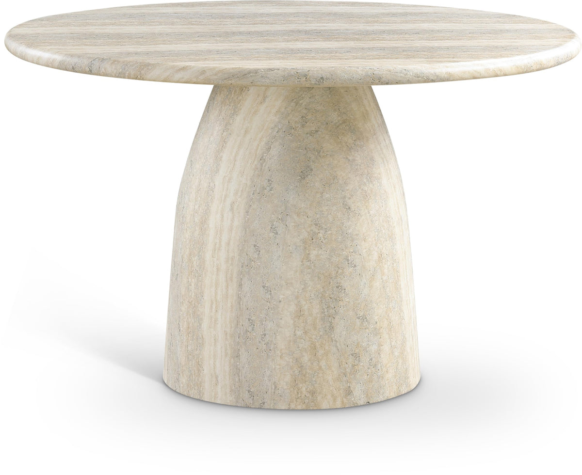 Meridian Furniture Cosenza Collection Art Deco 36 in Indoor/Outdoor Concrete Dining Table in Travertine Finish