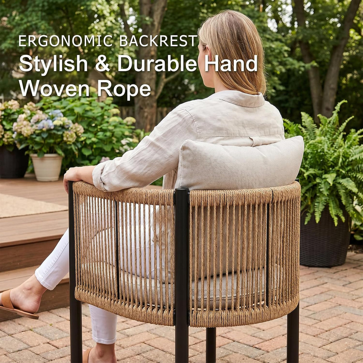 SUNSITT 9 Piece Outdoor Patio Dining Set w/Cushioned Woven Rattan Chairs