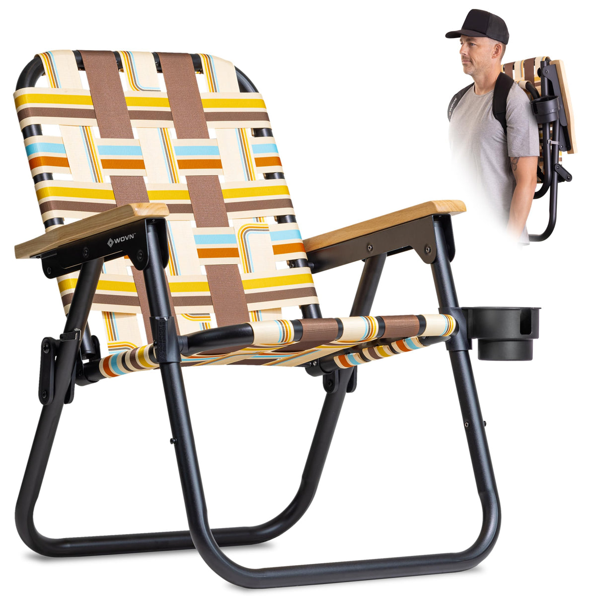 GoSports WOVN Beach Backpack Chair - 9 Styles Available - Premium Folding Camping Chair