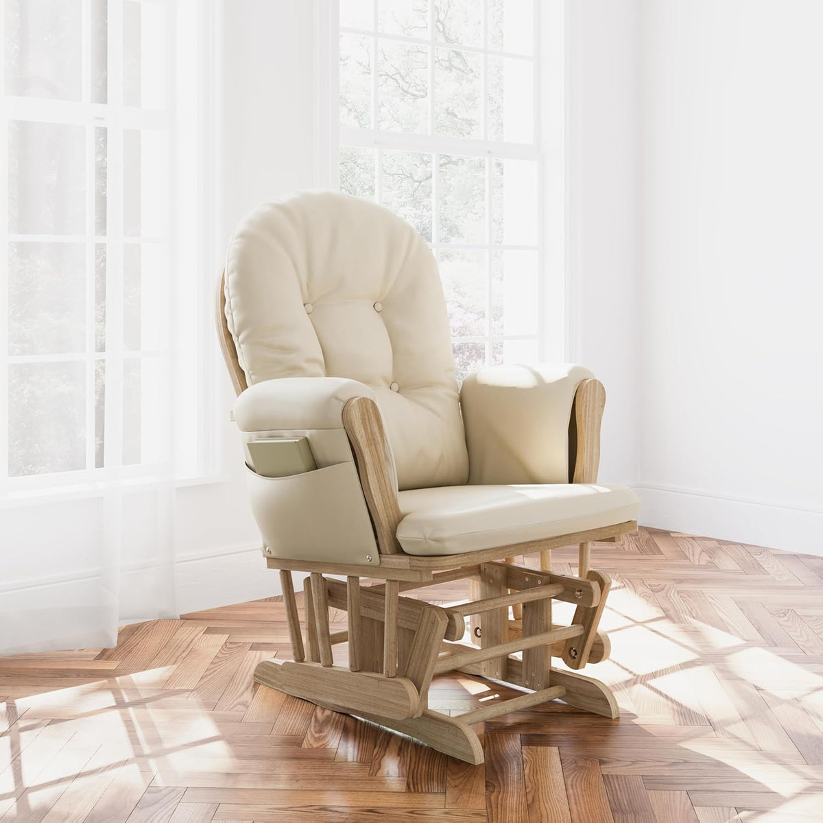 Storkcraft Premium Hoop Glider & Ottoman, Natural/Beige