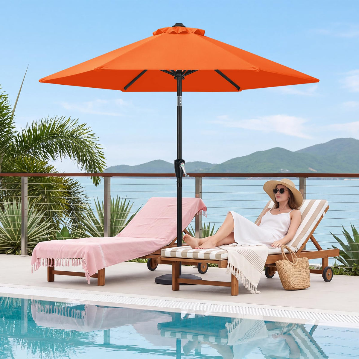 MASTERCANOPY 9ft Patio Umbrella with Tilt & Crank, Brown