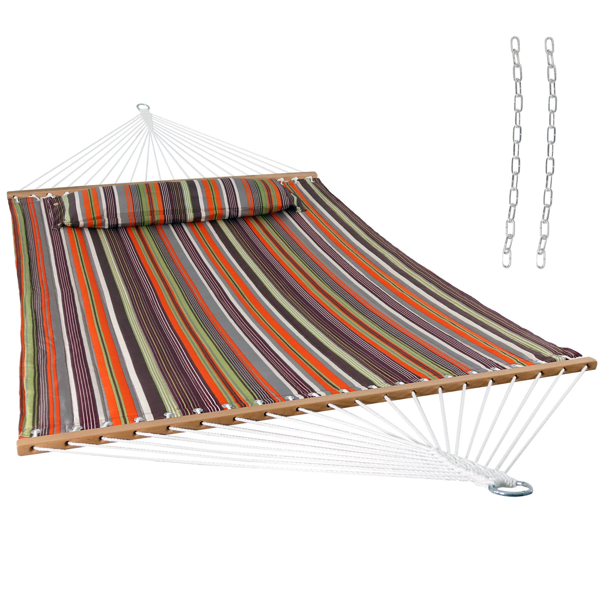 Sunnydaze Quilted Double Hammock for Outside with Pillow, Catalina Beach
