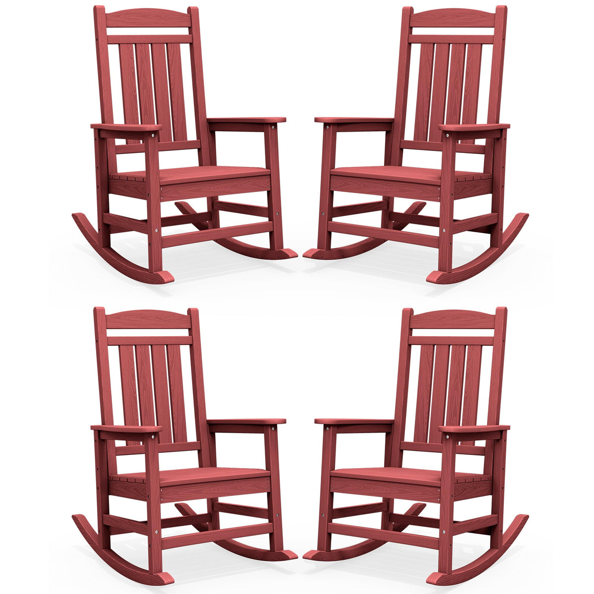 SERWALL Outdoor Rocking Chair Set of 2, Patio Rocking Chair, Brown
