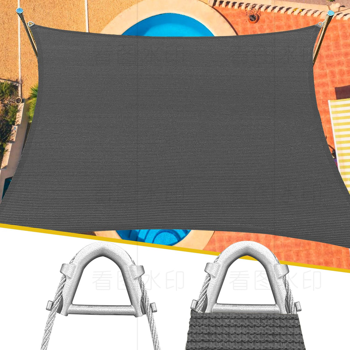 16'x20' Sun Shade Sail Rectangle Outdoor UV Block Square Canopy Sunshade Cover for Backyard Porch Pergola Deck Garden Patio, Turquoise