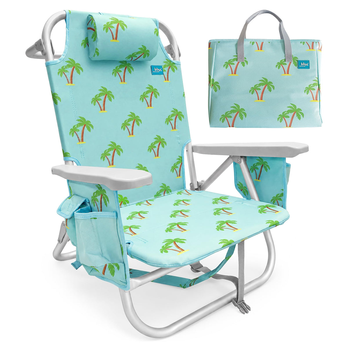 Bliss Hammocks Folding Backpack Beach Chair Recliner, Amber Leaf