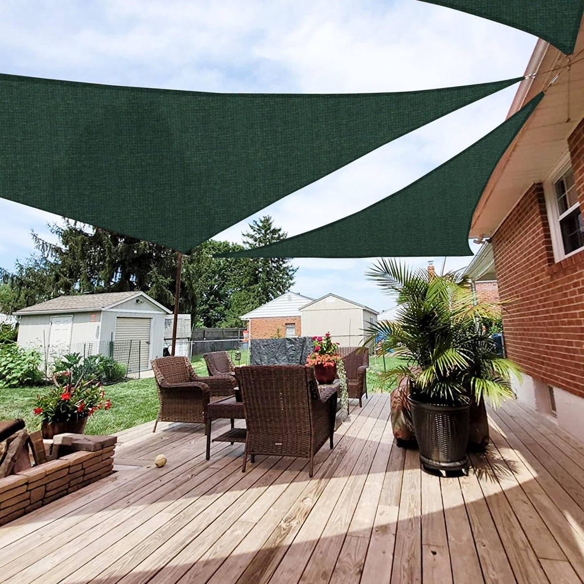 Patio Paradise 20' x 20' x 20' Sun Shade Sail Triangle Canopy Shade Cloth Fabric Sunlight Block Patio Pergola Cover HDPE Deck Awning for Outdoor Backyard Roof Shading, Blue