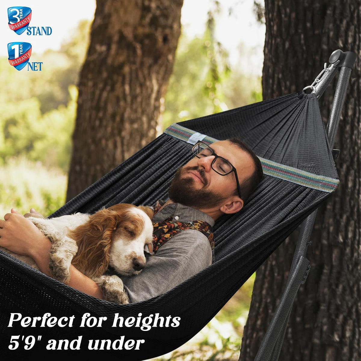 Tranquillo Hammock Stand, Instant 30s Foldable Hammock with Stand, Black