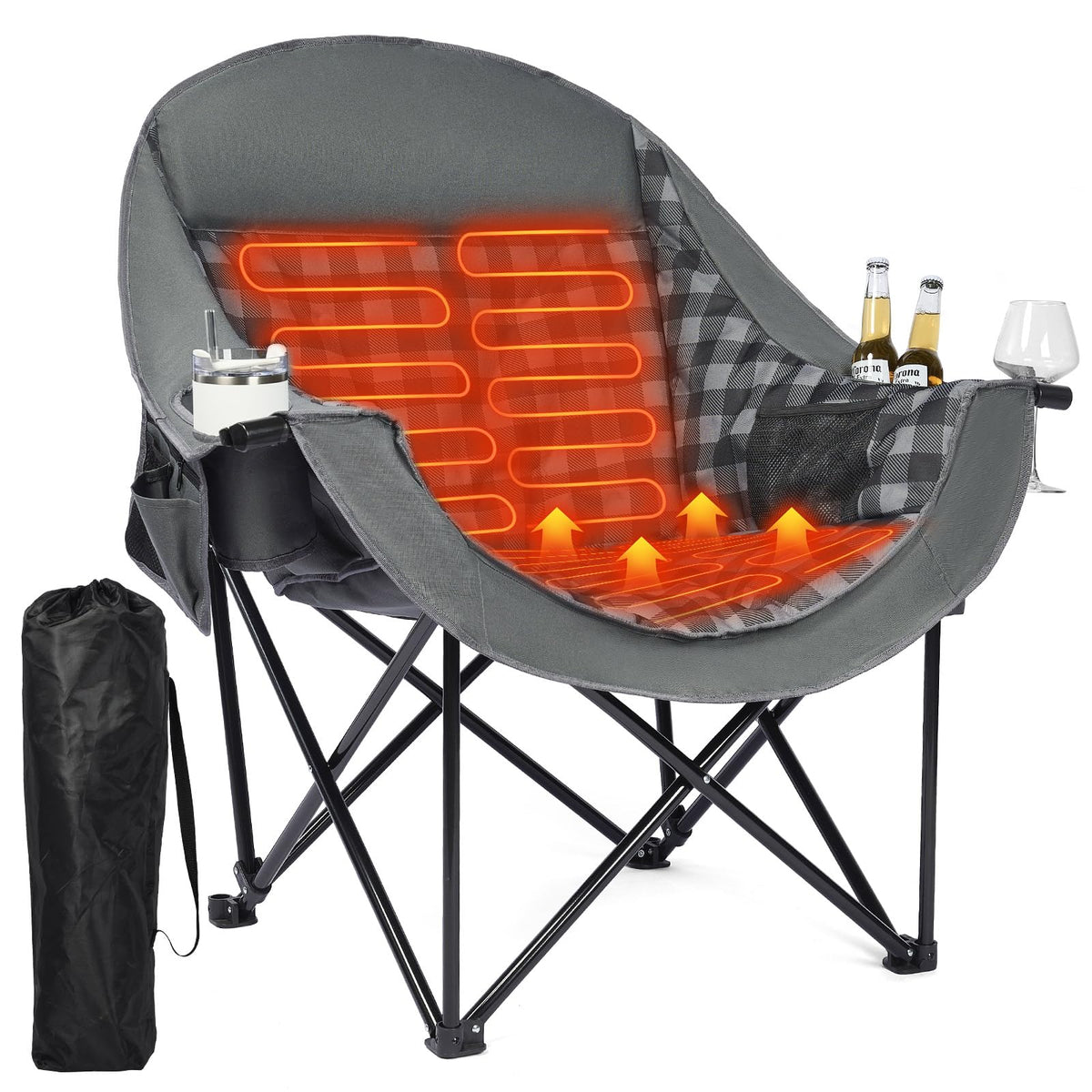 Oversized Camping Chairs for Adults - Heavy Duty Padded Outdoor Camp Chair