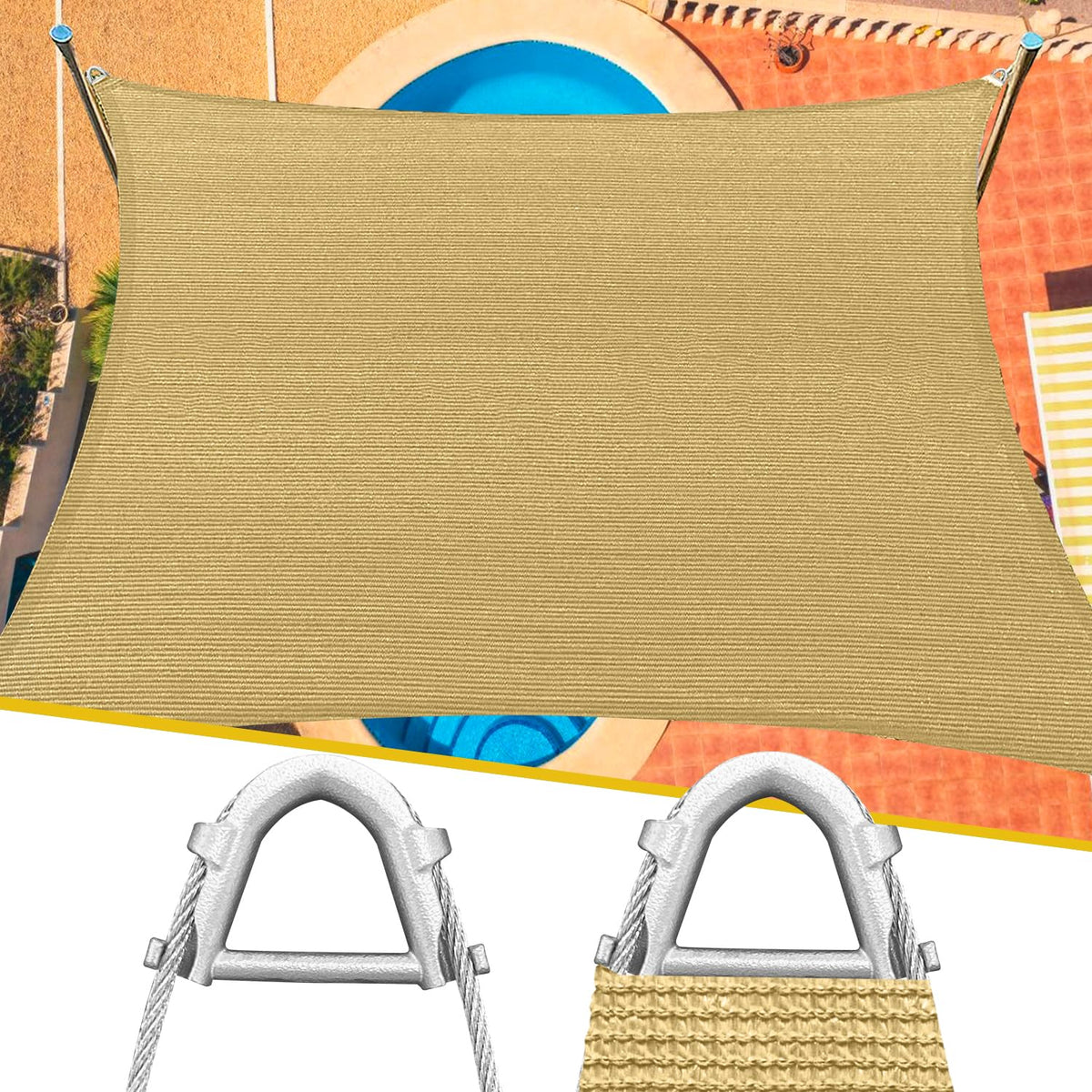 16'x20' Sun Shade Sail Rectangle Outdoor UV Block Square Canopy Sunshade Cover for Backyard Porch Pergola Deck Garden Patio, Turquoise