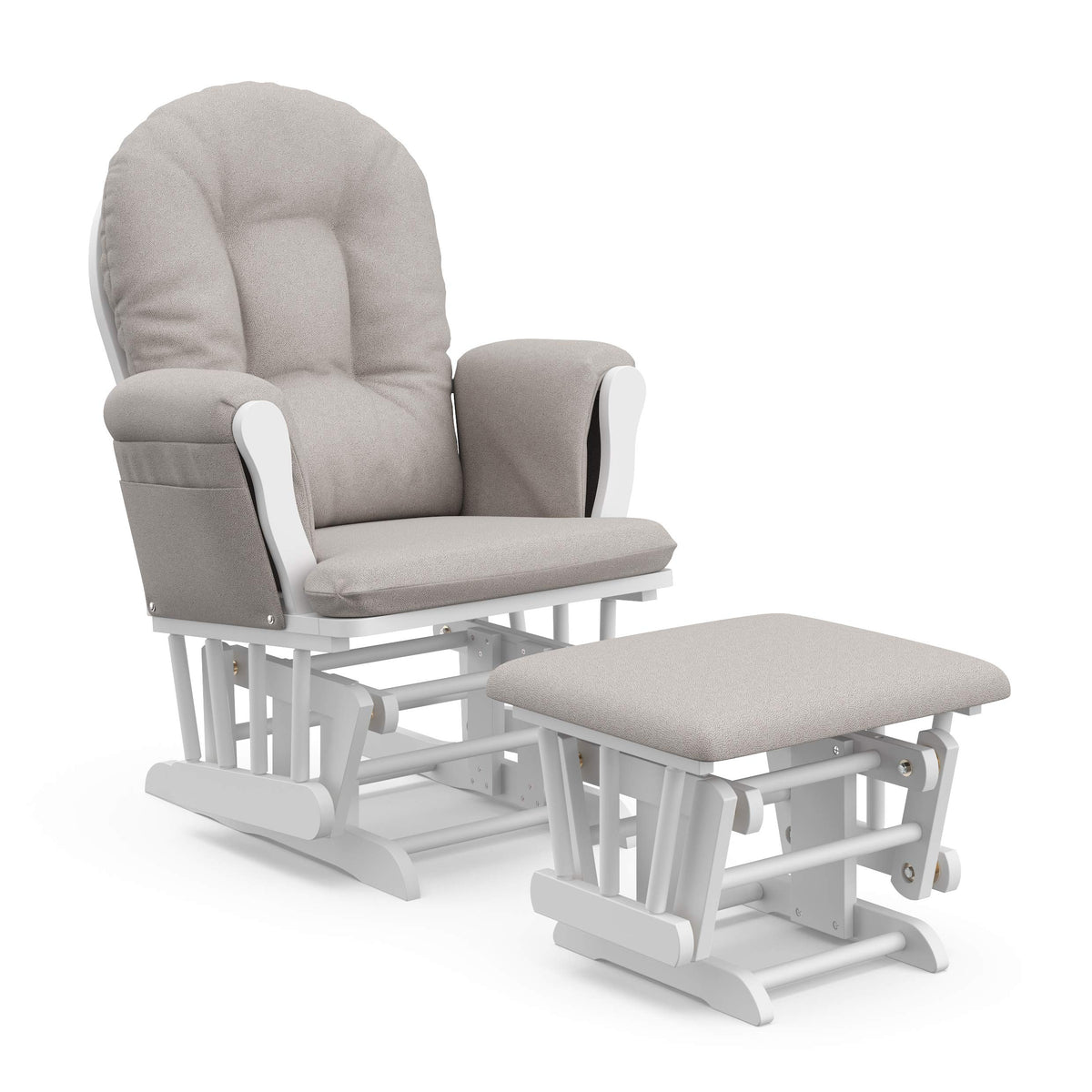 Storkcraft Premium Hoop Glider & Ottoman, White/Gray