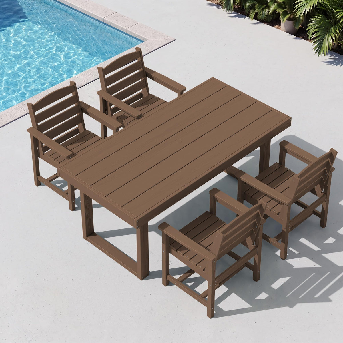 SERWALL HDPE Outdoor Dining Set for 4, 67'' Patio Table and Chairs Set