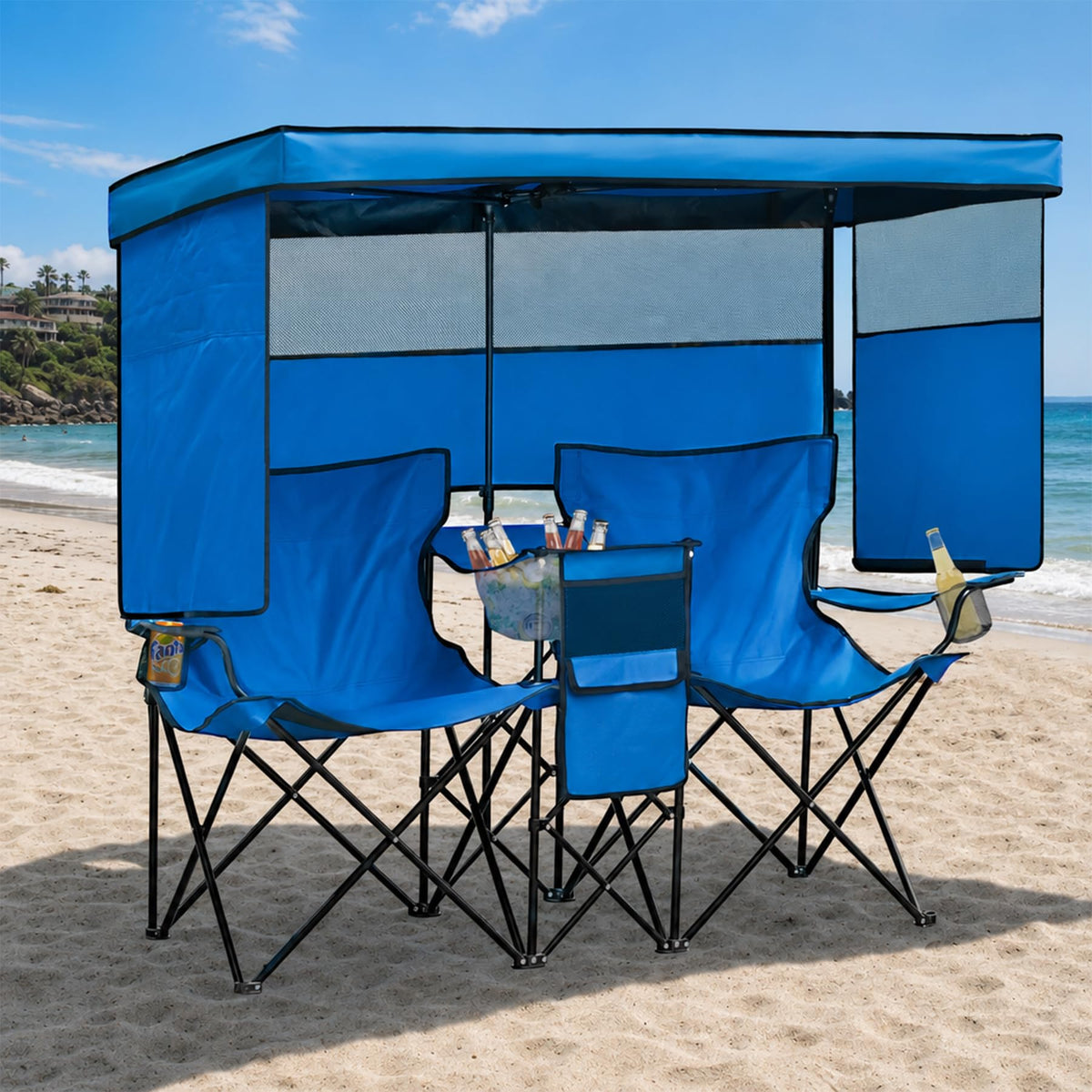 Compact Beach Chairs 2 Pack with 3-Position Lay Flat Low Portable Camping Chairs for Adults Folding Reclining Chairs for Beach, Lawn, Travel