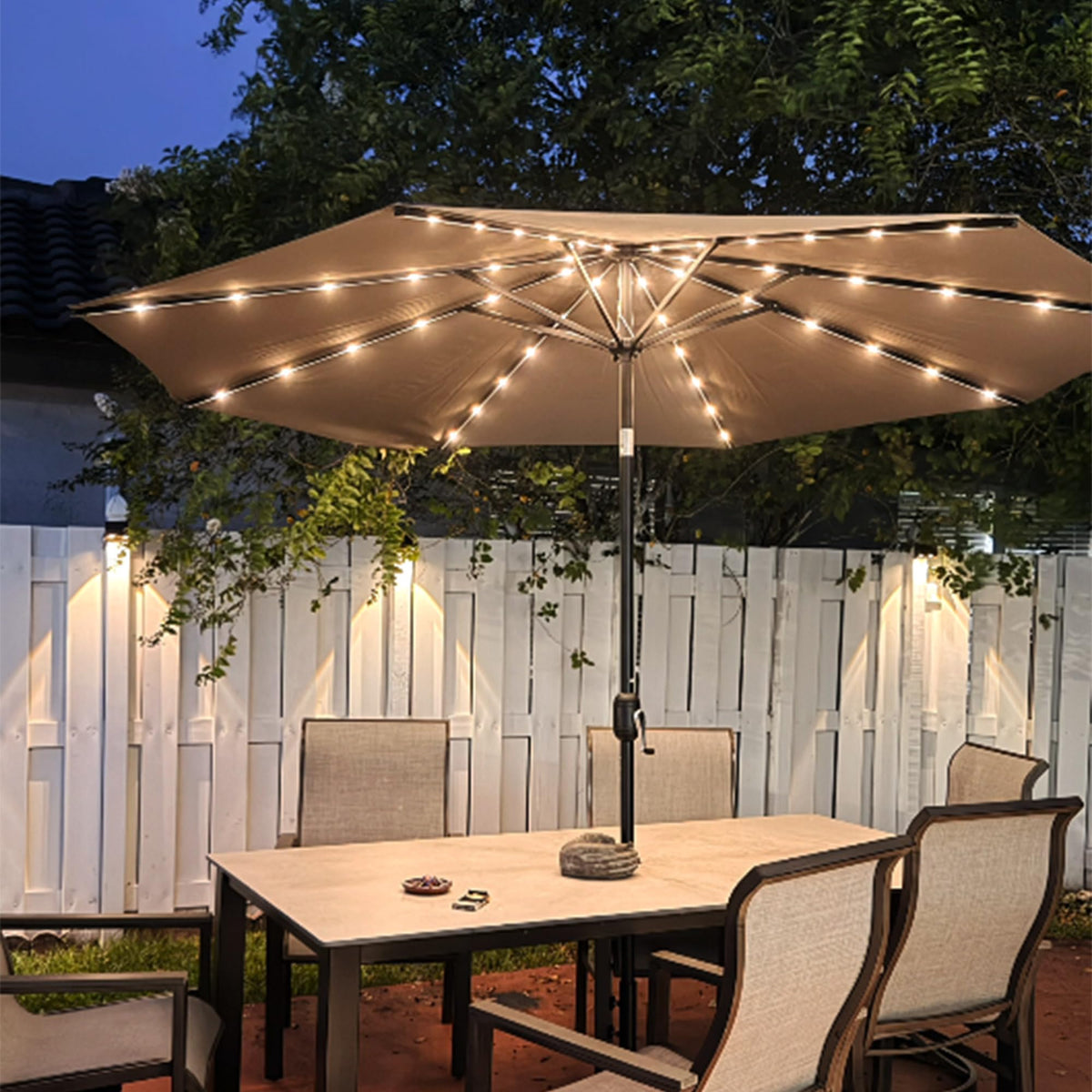 PURPLE LEAF Pool Market Umbrella with Base 9' UV Protection Outdoor, Beige