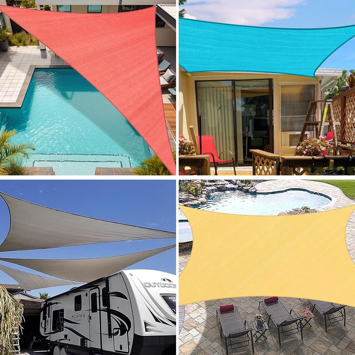16'x20' Sun Shade Sail Rectangle Outdoor UV Block Square Canopy Sunshade Cover for Backyard Porch Pergola Deck Garden Patio, Turquoise