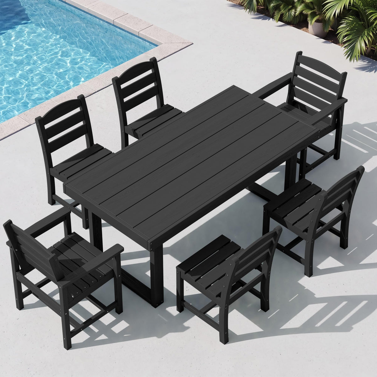 SERWALL HDPE Outdoor Dining Set for 4, 67'' Patio Table and Chairs Set