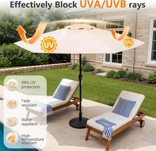 9FT Patio Umbrella, Outdoor Table Umbrella with Tilt & Crank