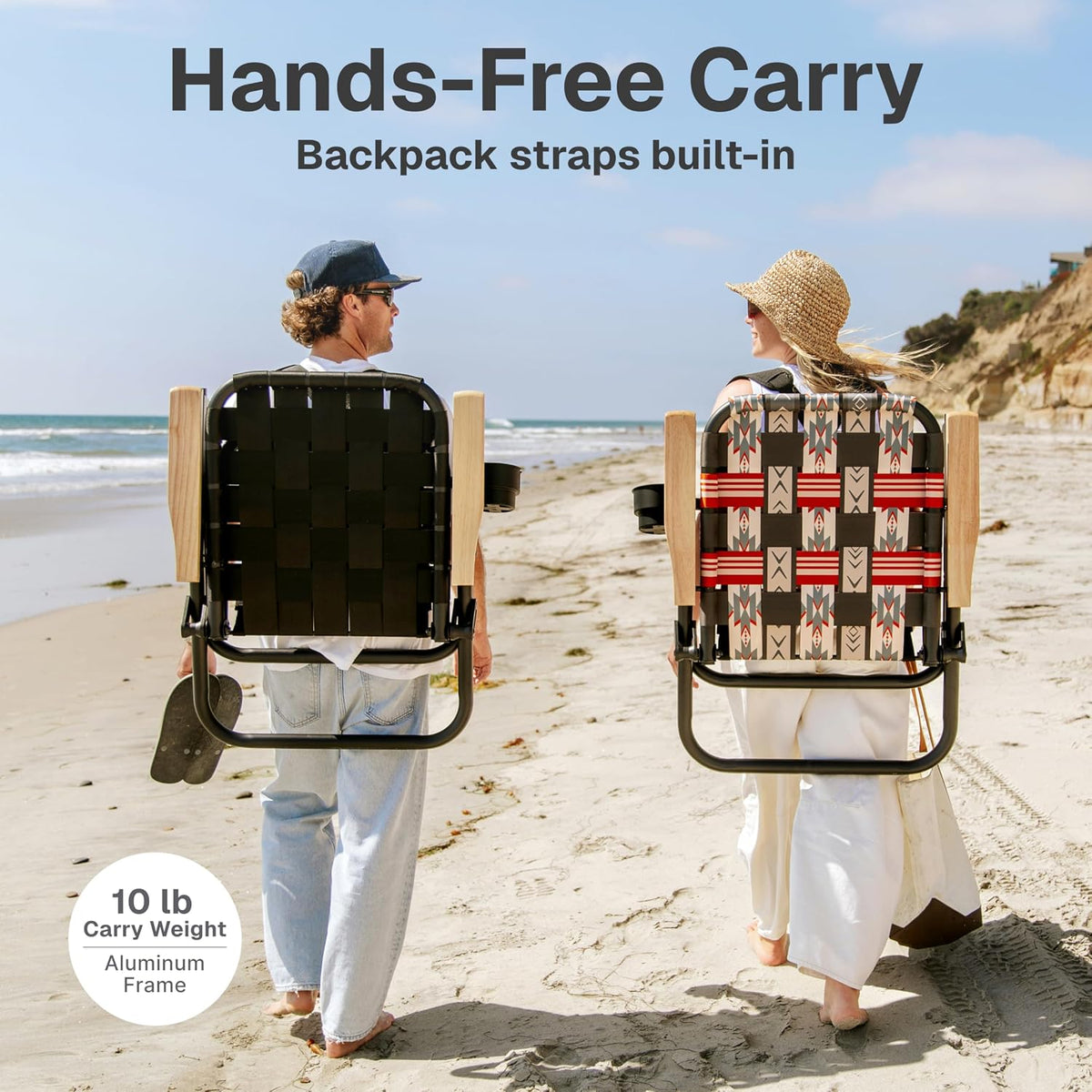 GoSports WOVN Beach Backpack Chair - 9 Styles Available - Premium Folding Camping Chair