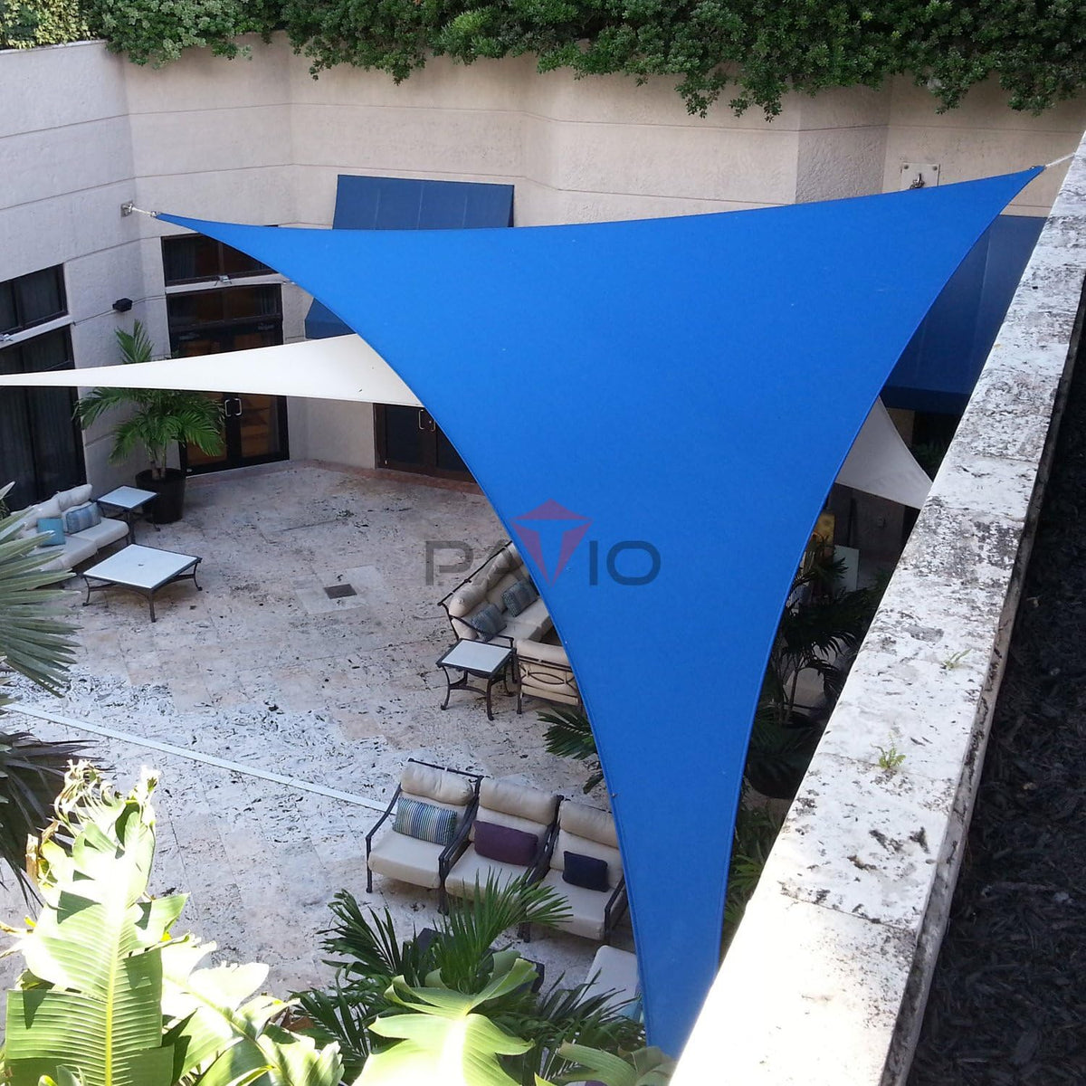 Patio Paradise 20' x 20' x 20' Sun Shade Sail Triangle Canopy Shade Cloth Fabric Sunlight Block Patio Pergola Cover HDPE Deck Awning for Outdoor Backyard Roof Shading, Blue