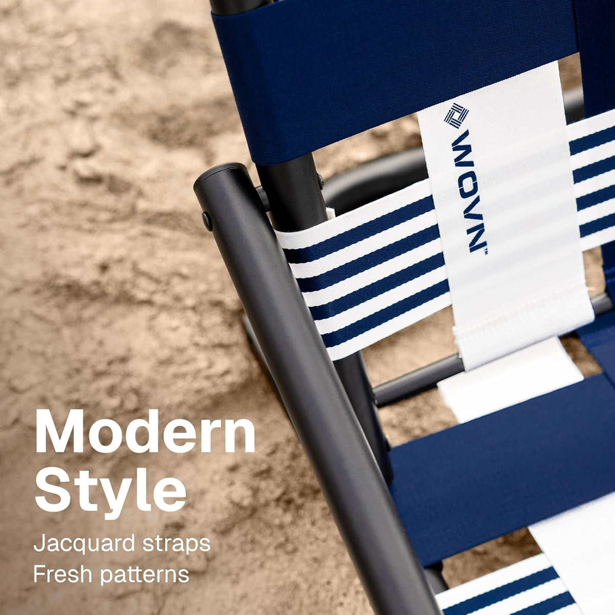WOVN Low Beach Chairs - Premium Folding Beach Chair for Adults - Low Profile, Super Lightweight with Portable Shoulder Strap - Great for Sand and Lawn - Lido