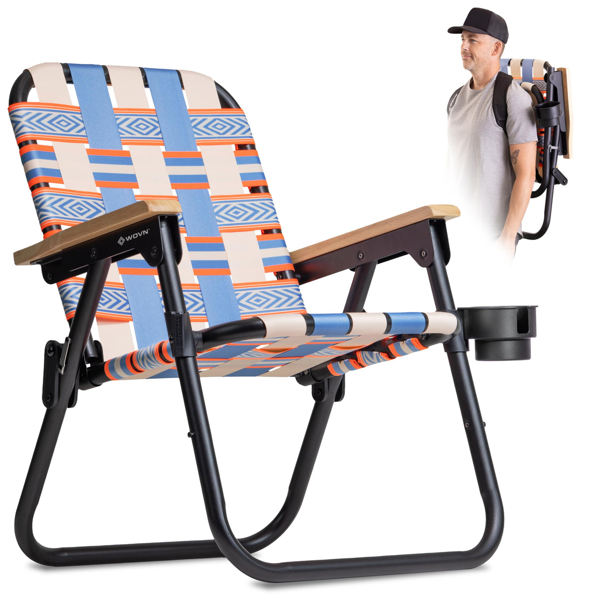 GoSports WOVN Beach Backpack Chair - 9 Styles Available - Premium Folding Camping Chair