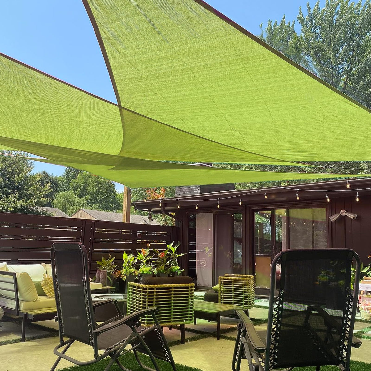 LOVE STORY 16' x 16' x 16' Triangle Sun Shade Sail for Patio, Terra Red