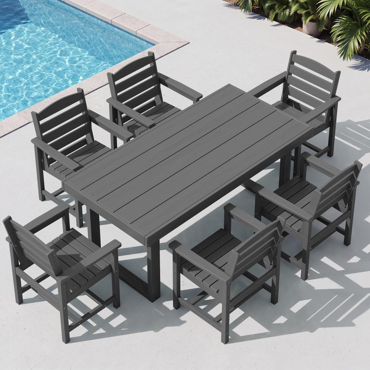 SERWALL HDPE Outdoor Dining Set for 4, 67'' Patio Table and Chairs Set
