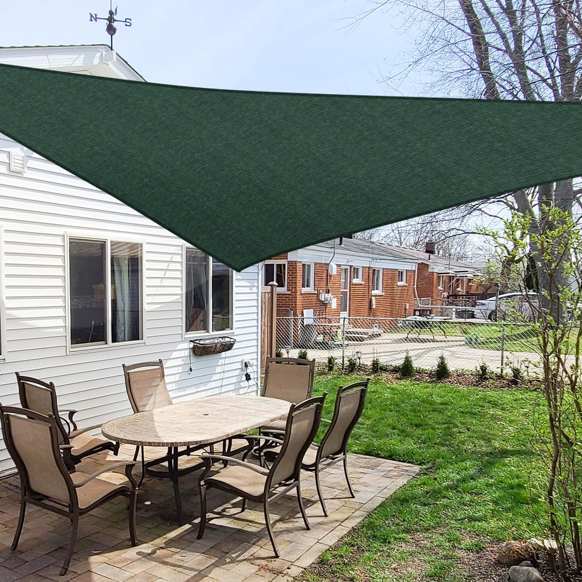 Windscreen4less 12' x 12' x 12' Sun Shade Sail Triangle Outdoor Canopy Cover UV Block for Backyard Porch Pergola Deck Garden Patio (Blue)