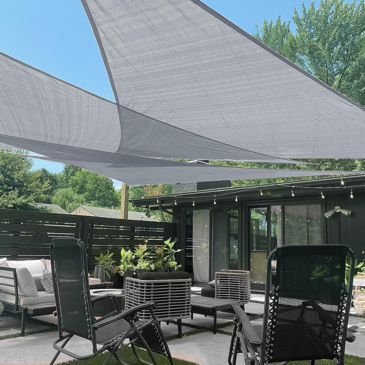 LOVE STORY 16' x 16' x 16' Triangle Sun Shade Sail for Patio, Terra Red
