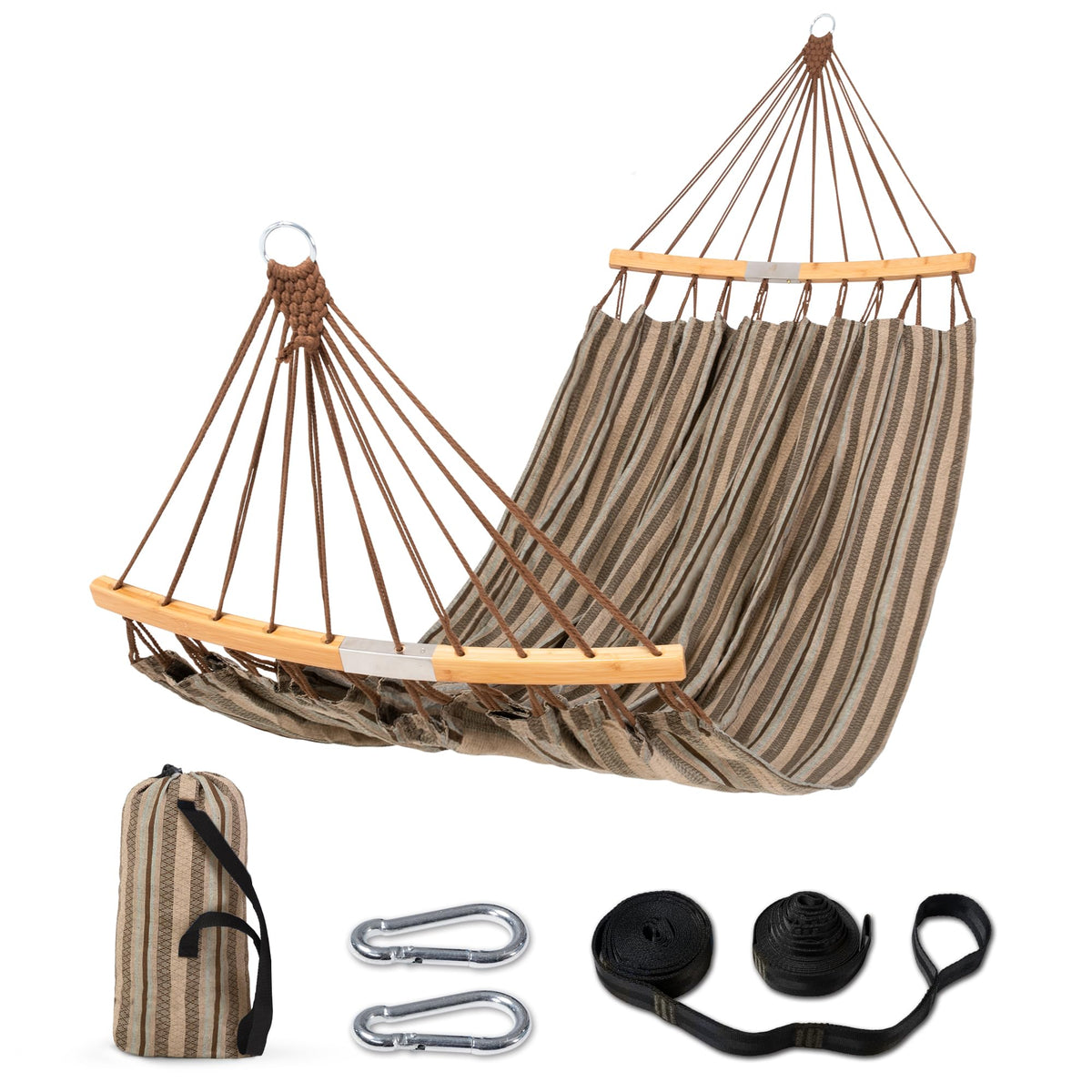 SUNCREAT Hammocks Double Hammock with Curved Spreader Bar, Blue