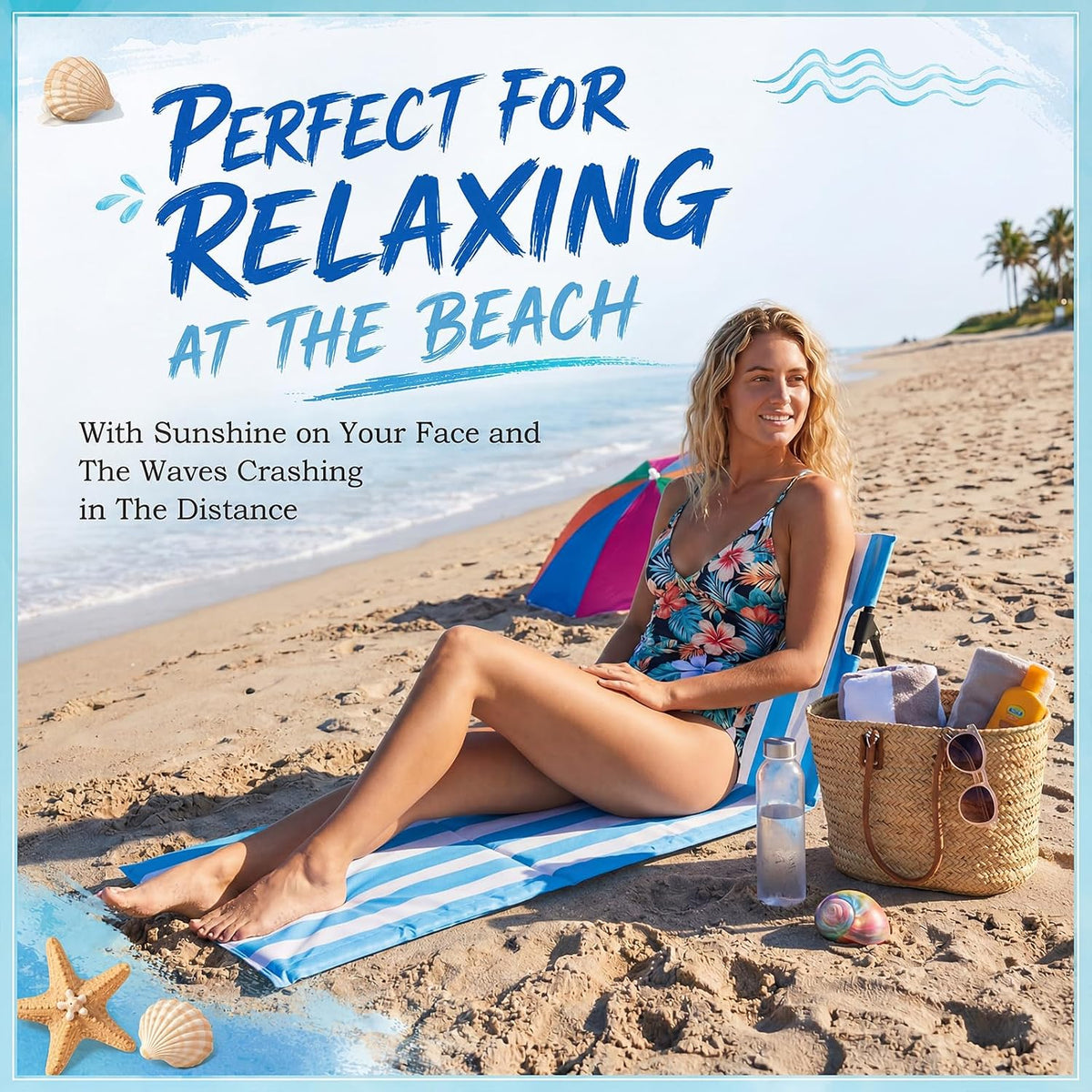 2 Pcs Foldable Beach Pool Chairs Portable Folding Adjustable Sun Chairs Poolside Seat for Edge of Pool for Beach Camping Picnic Lawn, 16 x 31 x 15.3 Inches, Sky Blue