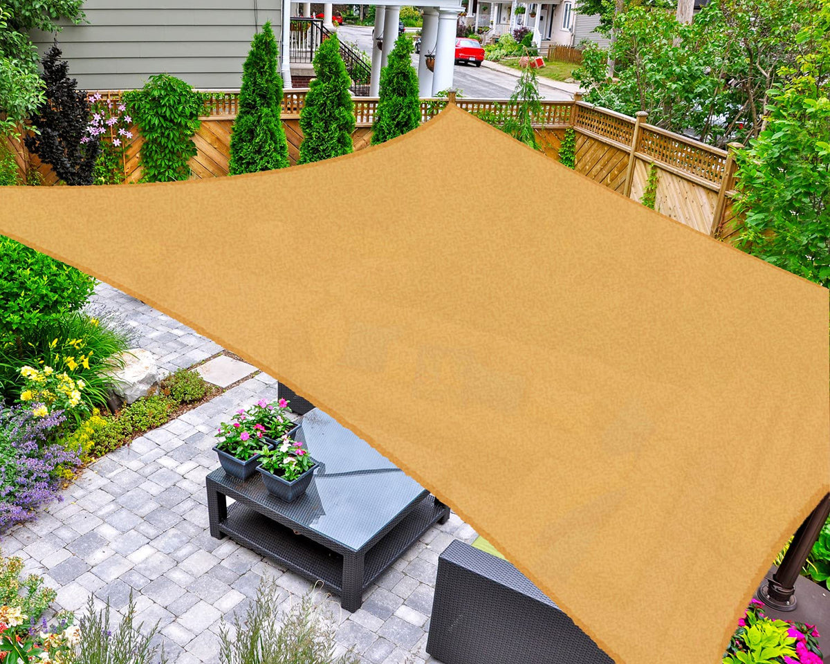 AsterOutdoor Sun Shade Sail Rectangle 16' x 20' UV Block Canopy for Patio Backyard Lawn Garden Outdoor Activities, Cream