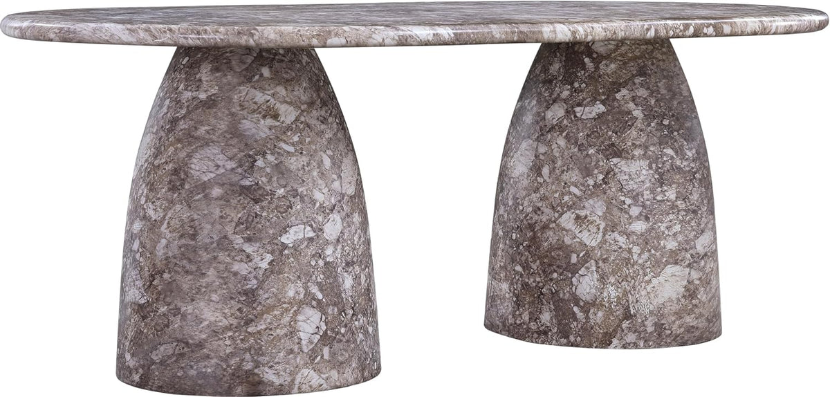 Meridian Furniture 702Brown-T Cosenza Collection Art Deco 78" Indoor/Outdoor Concrete Dining Table with Brown Marble Finish, 78" W x 44.5" D x 30" H, Brown