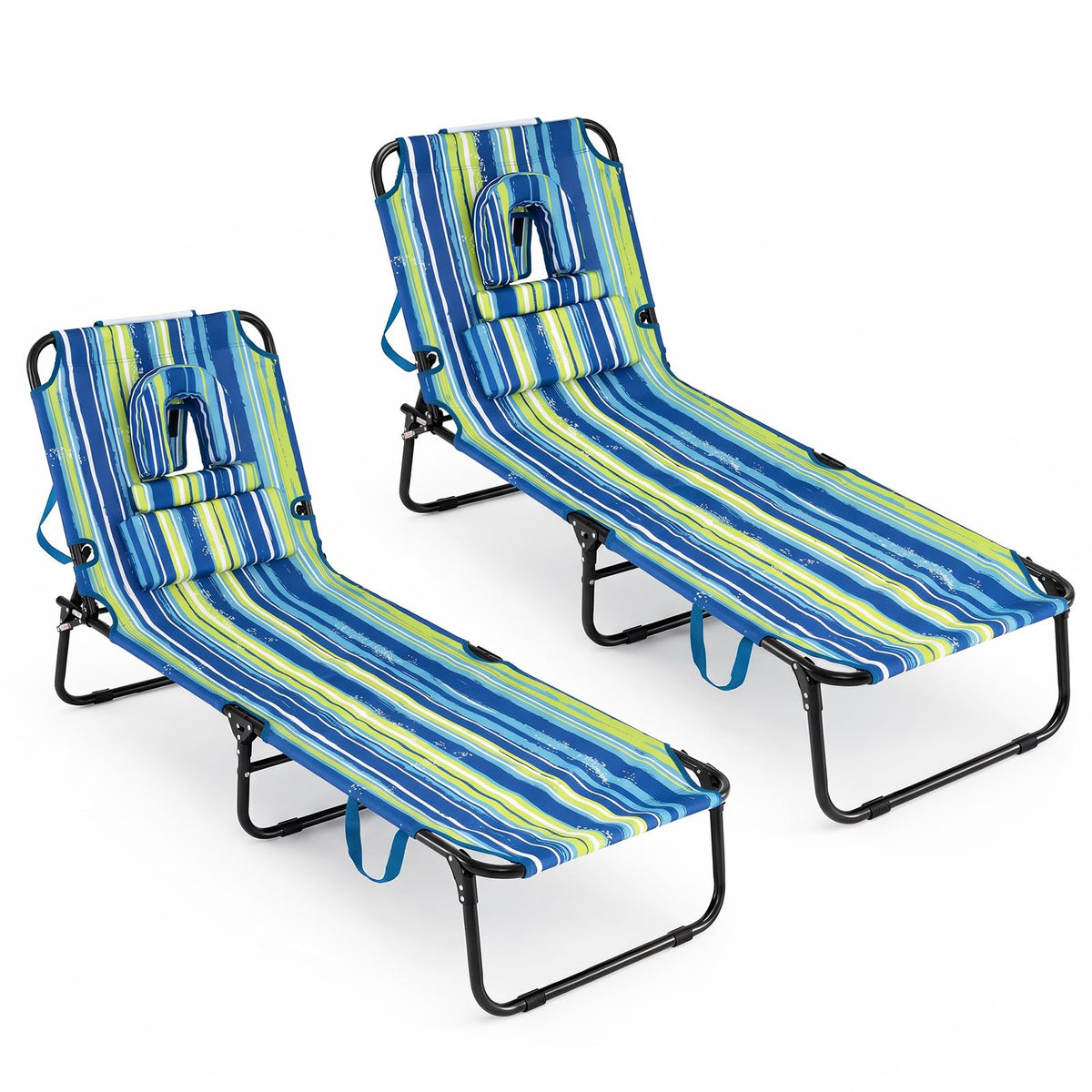 GYMAX Tanning Chair, 330lbs Beach Lounge Chair with Face Hole