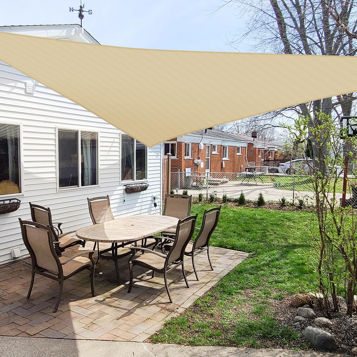 Windscreen4less 12' x 12' x 12' Sun Shade Sail Triangle Outdoor Canopy Cover UV Block for Backyard Porch Pergola Deck Garden Patio (Blue)