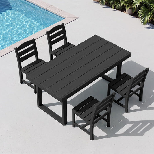 SERWALL HDPE Outdoor Dining Set for 4, 67'' Patio Table and Chairs Set